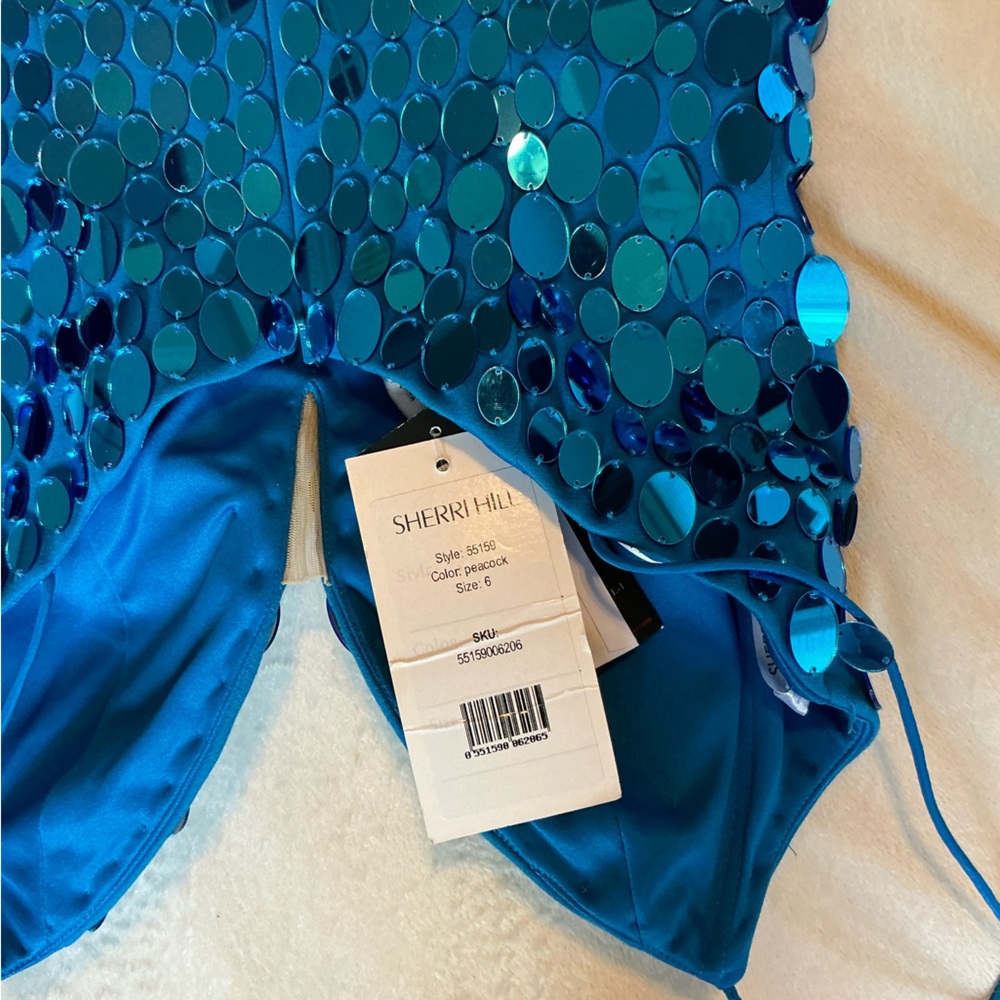 NEW Sherri Hill Style 55159 Blue Mirror Cocktail Dress women’s size 6 NWY - Picture 8 of 8